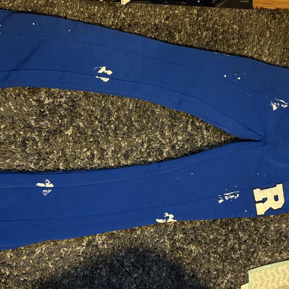 Blue rockstar dept flare and stacked sweatpants